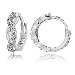 Giani Bernini Sterling Silver CZ Wrap Huggie Hoop Earrings –9/16 Hinge Snapback